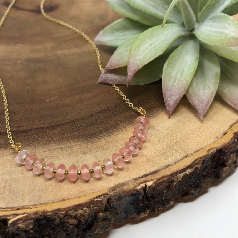 ‼️SALE‼️Pink Quartz 14K Gold Necklace